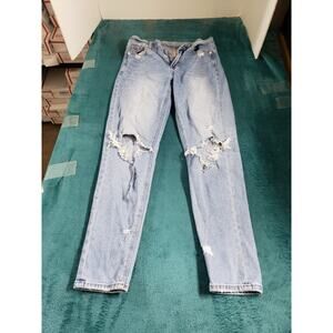 American Eagle Jeans Size 0 Womens Blue Stretch Pants Denim Mid Rise Mom